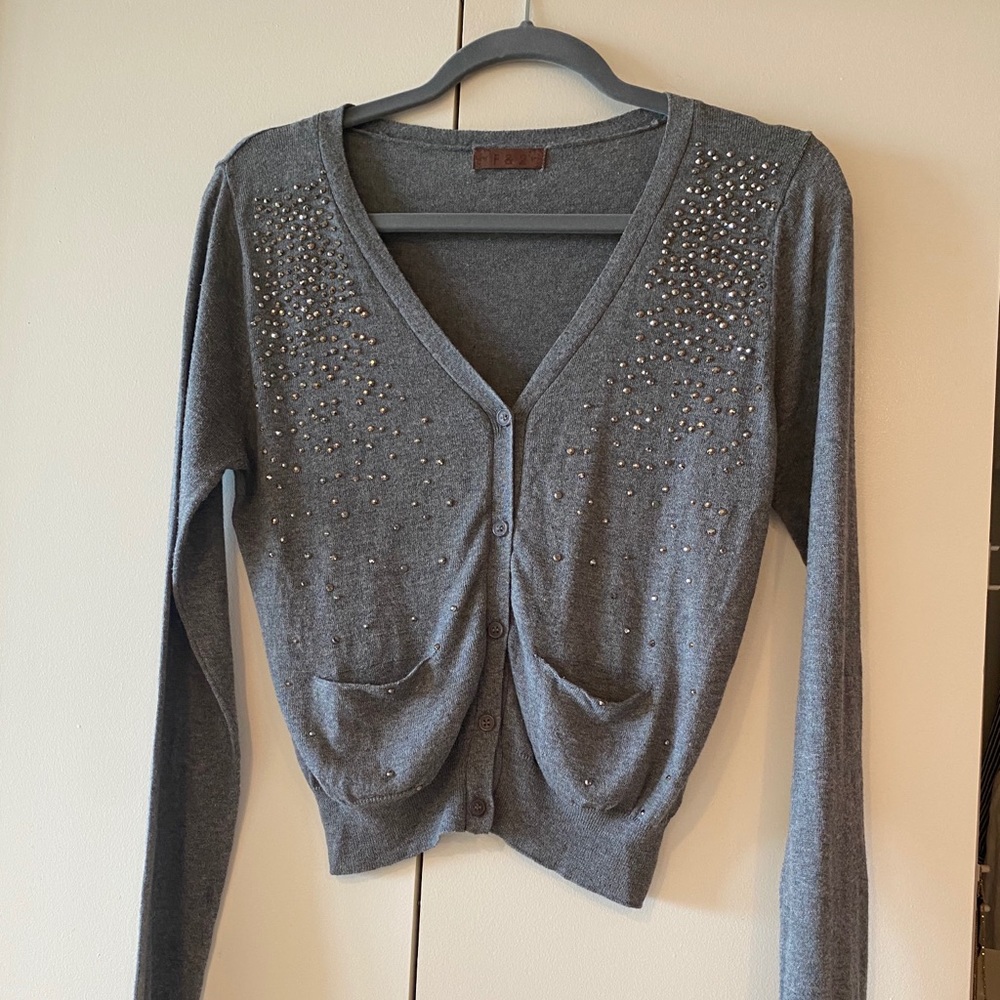 👗2 for $40👗 Grey Cardigan with Rhinestones